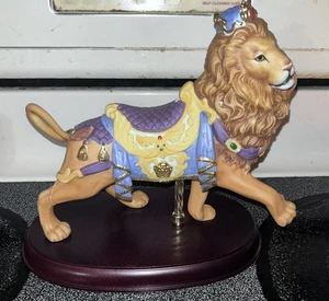VTG Lenox Carousel ROYAL LION Limited Edition Porcelain Figurine Wood Base 1990. - Picture 1 of 10