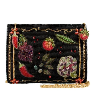 Mary Frances Farmers Market Black with Beaded Vegetables Crossbody - Picture 1 of 6