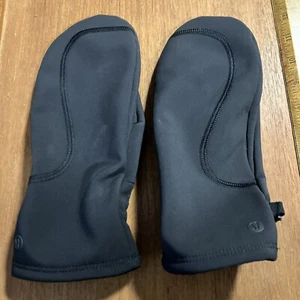 Lululemon Glyde Fleece Black Mittens Rare Velvet Fleece Water Repellent M/L - Picture 1 of 3