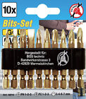 Kit 10 Long Screw Tips 50mm Gold Cruciform Flat Cross PH PZ Pro Set