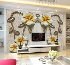 3D Embossed Petal Leaves 44637NA Wallpaper Wall Murals Removable Wallpaper Fay - Picture 1 of 11