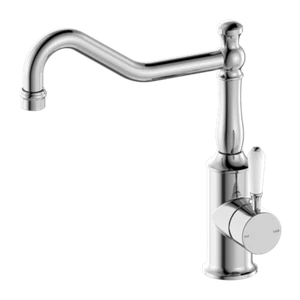 Kitchen Sink Mixer Hook Spout With Porcelain Lever Chrome York NR69210701CH Nero - Picture 1 of 3