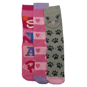 3 x Girl Kid Children Gripper Thermal Warm Motif Design Socks Anti Non Slip Grip - Picture 1 of 2