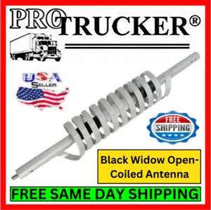 Black Widow 27" Open Coil Antenna CB Ham Silver-White 15000 Watt 26.0-29.0 MHz - Afbeelding 1 van 8