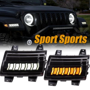 LED Turn Signal Lights Smoke Lens For Jeep Wrangler JL JT Sport S Sports 18-2022 - Picture 1 of 8