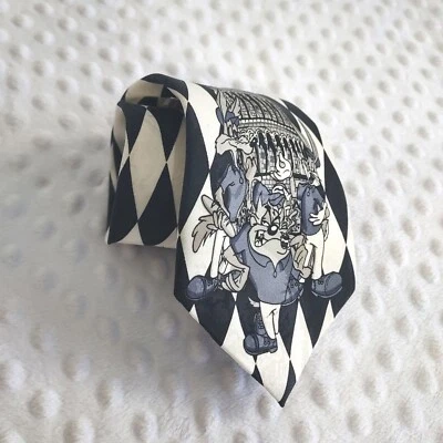 Vintage Looney Tunes Mania Necktie 1993 Paris Taz Mens Silk Tie NWT France Bunny - Image 1 of 4