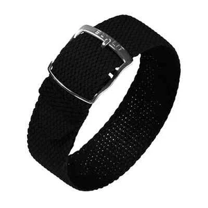 Uhrenarmband Perlon Nylon Schwarz von Eulit - 8, 12, 14, 16, 18, 20 mm - Picture 1 of 3