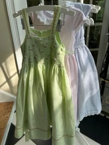 Girl's Pink Lime Pink Blue Laura Ashley Anavini Summer Dresses Size 5 6 Lot - Picture 1 of 22