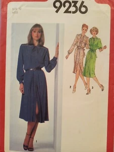UC Vintage Dress Sewing Pattern Sz 10 Gathered Shoulder Front Pleats 9236 - Picture 1 of 2