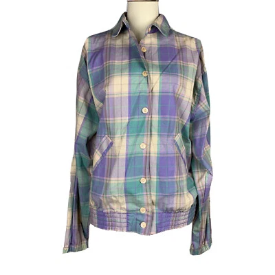 90s Deadstock Jantzen Women's Size M Golf Jacket Pastel Plaid Pockets NWT - Image 1 of 4