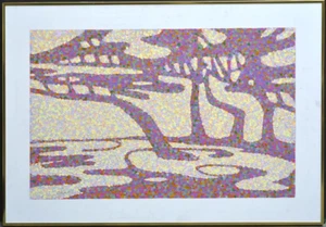 Roger Cornut (Born 1925) Pointillist Landscape in Lavender, Oil on Canvas - Picture 1 of 3