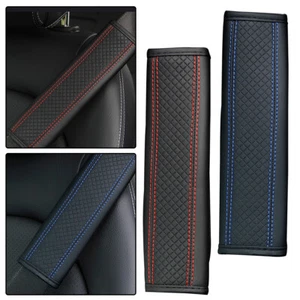 2Pcs Car Seat Belt Pad Cushion Belt Cover Leather Shoulder Pad Belt Strap Pad - Picture 1 of 11
