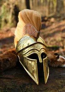 Brass Finish Italian Corinthian Helmet with Helmet Bush – Classic Roman Combat - Picture 1 of 9