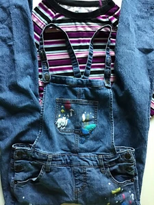 Girls Size Large 10-12 Cat & Jack Overalls and Epic Threads Long Sleeve Shirt - Picture 1 of 11