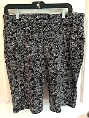 Bermudas Rafaella sin cordones elásticas negras blancas cachemira para mujer talla 14 - NUEVAS Foto 1 de 4