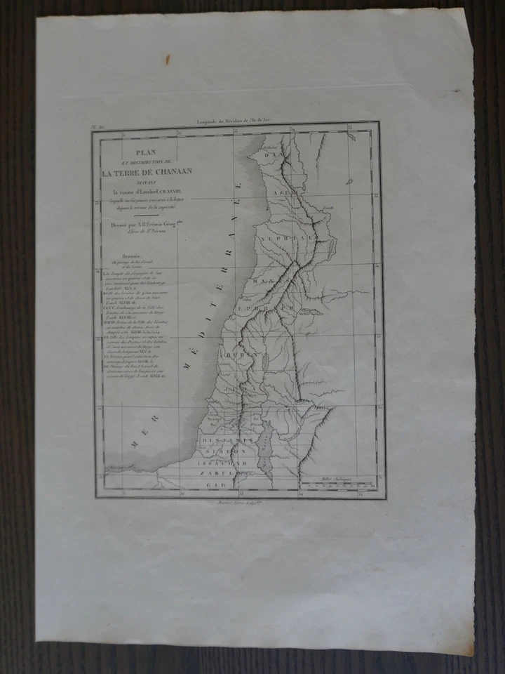 GRAVURE ORIGINALE XIXEME- PLAN ET DISTRIBUTION DE LA TERRE DE CHANAAN- 1848 - Photo 1/1