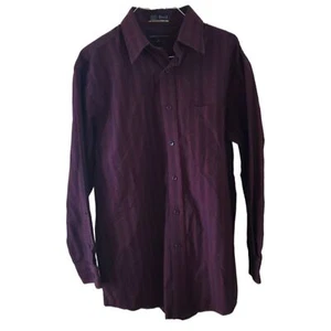 Cambridge Classics Men's Wrinkle Resistant Burgundy Long Sleeve Button Up Shirt - Picture 1 of 4