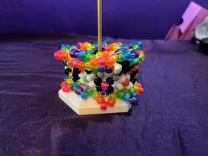 Handmade Kandi Bracelet – Pastel Rainbow Woven Design- One Size fits all - Picture 1 of 2