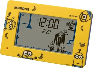 RHYTHM Minion Alarm Clock Funny Action Digital Clock Calendar Yellow 10x - Picture 1 of 6
