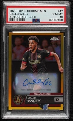 2023 Topps Chrome MLS Gold Refractor /50 Caleb Wiley #47 PSA 10 GEM MT Auto - Image 1 of 2