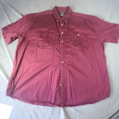 Vtg Scandia Woods 2XL Button Down Maroon Shirt Mens Short Sleeve Cotton Workwear - Image 1 of 4
