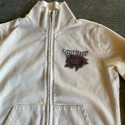 Sudadera Vintage Y2K Lucky Brand Floral Cremallera Completa Mujer Grande Tatuaje Flor Foto 1 de 4