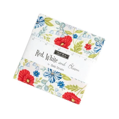 Red, White and Bloom 5" Square Pack by Moda - Image 1 of 4