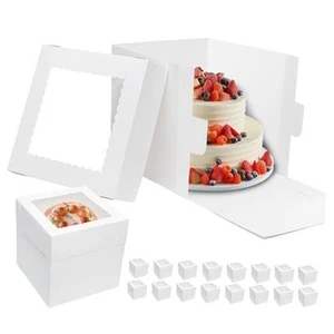 16pcs Tall Cake Boxes Bakery Boxes for Tier Cakes with Window 10 Inch 10x10x10 - Picture 1 of 7