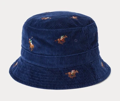 NUEVO CON ETIQUETAS Polo Ralph Lauren TODO LAS CARRERAS PONY POLO JUGADOR Pana Sombrero Cubo -AZUL MARINO Foto 1 de 4