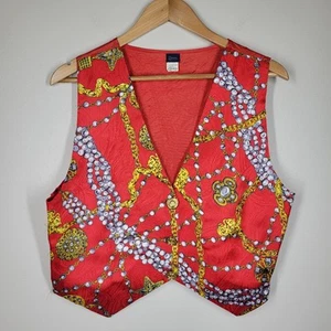Vintage 80s 90s Honey Collection Red Necklace Jewelry Chain Vest One Size - Picture 1 of 7