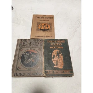 3 book set of antique children's reader books - Picture 1 of 12