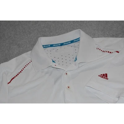 Camisa polo de golf Adidas para hombre talla mediana ClimaChill poliéster rendimiento blanca Foto 1 de 4