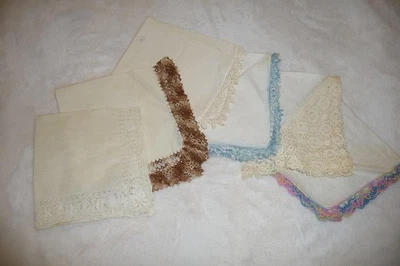 Juego de pañuelos para mujer 6 ~ ribete de ganchillo de encaje blanco Foto 1 de 4