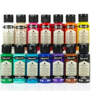 DecoArt Stylin' Fashion Paint - 20 colours for leather canvas Satin Finish Paint - Picture 1 of 44