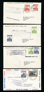 Lot de 4 timbres belges Congo Housse de premier vol 1941