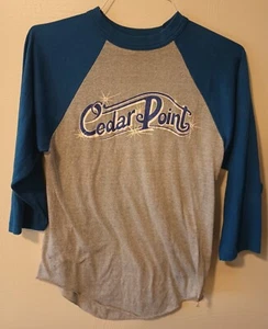Vintage Cedar Point Mens Medium Amusement Park Tee T Shirt 3/4 sleeve RARE - Picture 1 of 4