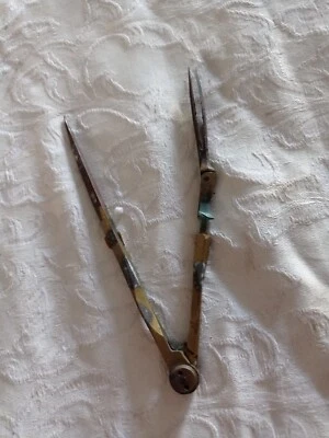 Ancien compas de proportion en laiton et acier – 12,5 cm – instrument de mesure - Photo 1/4