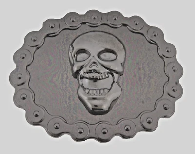 Skull Belt Buckles Tribal Gunmetal Gray Vintage Costume Skeleton Halloween Party - Image 1 of 4