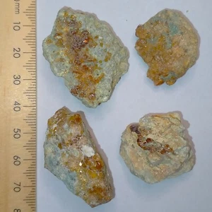 Hessonite Grossular Garnet crystals on matrix specimens bundle lot 4pcs 373ct - Picture 1 of 6