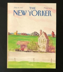 De colección Julio 1987 New Yorker Magazine Cubierta Granja Tractor Camión Obra de Arte - Imagen 1 de 1