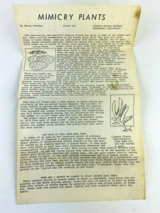 Instrucciones de tamaño legal de plantas de mímica de Harry Johnson Johnson Cactus jardines - Imagen 1 de 11