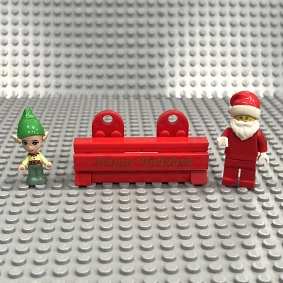 LEGO Minifigure Santa Claus + Elf + Happy  Holiday Magnet : All included - Image 1 of 4
