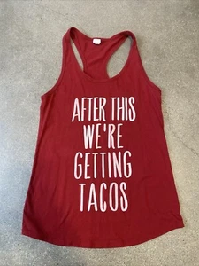 Chin-Up Apparel "After this we're getting tacos" red tank top women's L - Picture 1 of 6