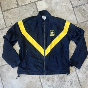 US Army APFU Light Jacket Black And Yellow Medium Regular Full Zip Windbreaker - Picture 1 of 6