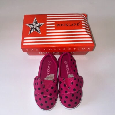 Rockland Baby Girls Size 5 Fuchsia and Black Dot Casual Shoes - Image 1 of 4