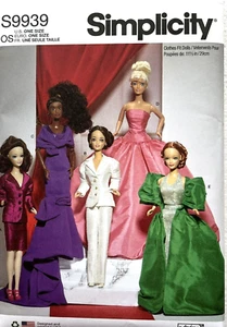 Simplicity Pattern S9939 11 1/2" Fashion Doll Clothes Red Carpet Designs - Picture 1 of 2