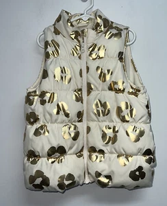 Crazy 8 Girls Puffer Vest Size M 7 8 Ivory Metallic Gold Zip Up - Picture 1 of 4
