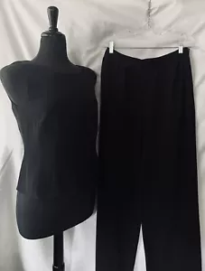 Due Per Due Women’s Black Silk Sleeveless Top Size 8 And Pant Size 10 Set -New - Picture 1 of 6