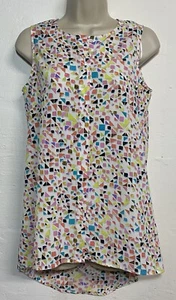 CeCe XS Sleeveless Tunic Blouse Colorful Button Down Relaxed Fit Tank Top - Picture 1 of 6