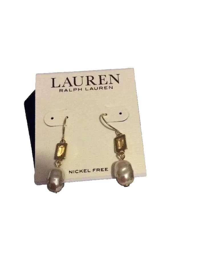 Pendientes colgantes Lauren Ralph Lauren de perlas de imitación #142 $32 Foto 1 de 3